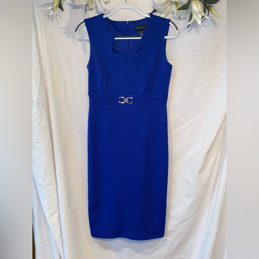 Encore dress. Size 4. Blue with weave design.